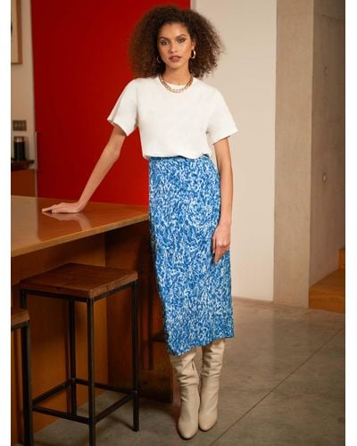 Ro&zo Blurred Animal Print Wrap Skirt - Blue
