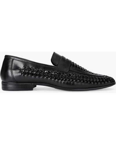 KG by Kurt Geiger Fraser Leather Woven Loafers - Black