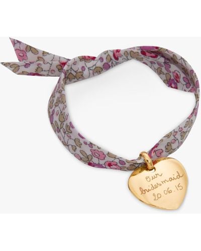 Merci Maman Personalised 18ct Gold Plated Heart Liberty Bracelet - Multicolour