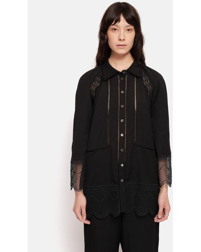 Jigsaw Scallop Lace Trim Shirt - Black