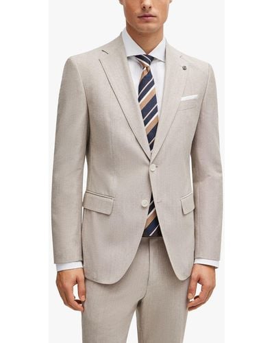 BOSS Boss H-hutson Wool Blend Slimt Fit Suit Jacket - Natural