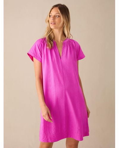 Ro&zo Gathered V-neck Mini Dress - Pink