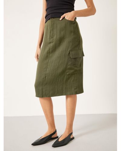 Hush Amba Knee Length Cargo Skirt - Green