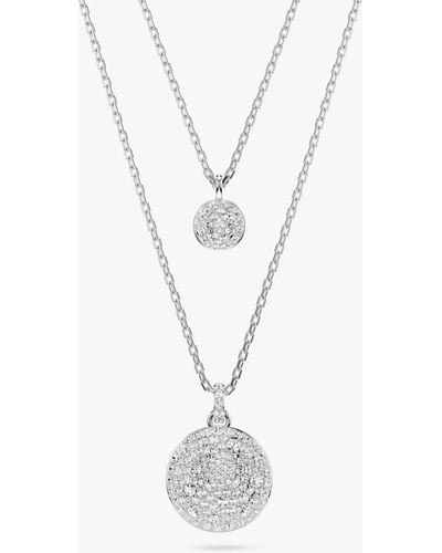 Swarovski Meteora Double Chain Pave Crystal Pendant Necklace - White