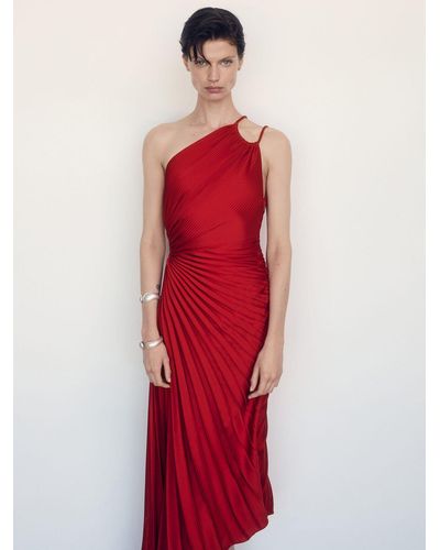 Mango Claudia Pleated Dress - Red