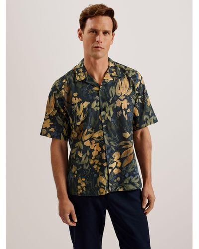 Ted Baker Moselle Short Sleeve Floral Shirt - Green