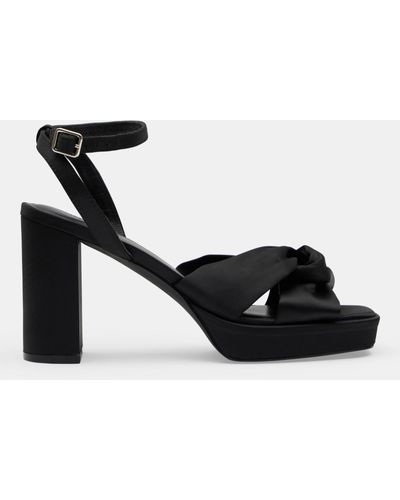 Hush Farrah Leather Platform Heel Sandals - Black