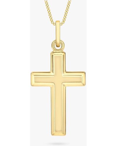 Ib&b 9ct Gold Cross Pendant Necklace - Metallic