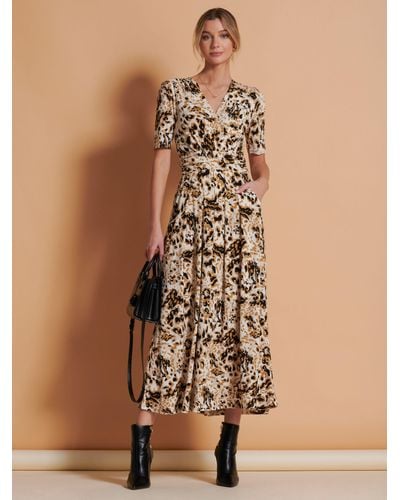 Jolie Moi Animal Print Wrap Jersey Maxi Dress - Natural