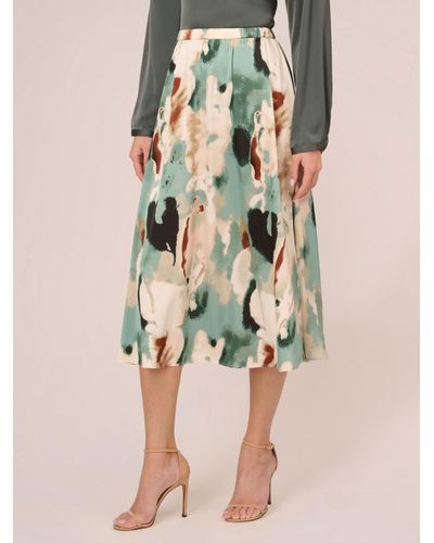 Adrianna Papell Printed A-line Skirt - Natural
