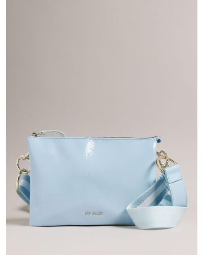 Ted Baker Darceyy Branded Strap Patent Leather Crossbody Bag - Blue