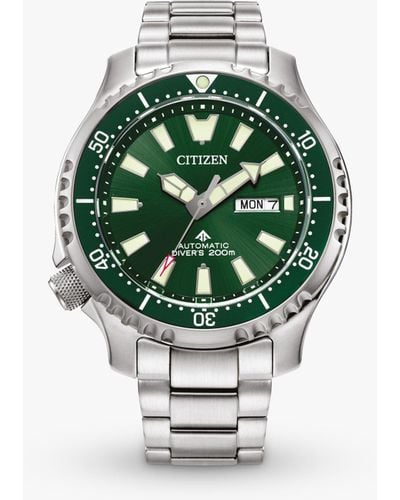 Citizen Promaster Diver Automatic Day Date Bracelet Strap Watch - Green