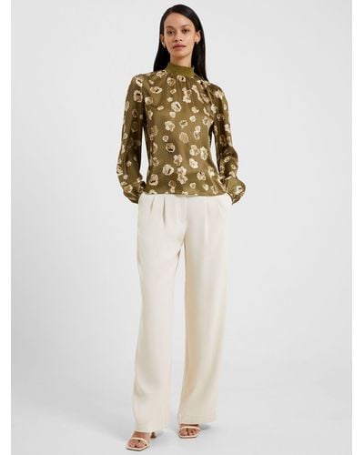 French Connection Bronwen Aleeya High Neck Floral Top - White