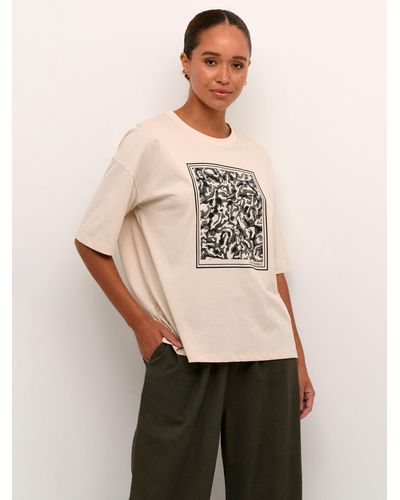 Kaffe Meridith Graphic Oversized T-shirt - Natural