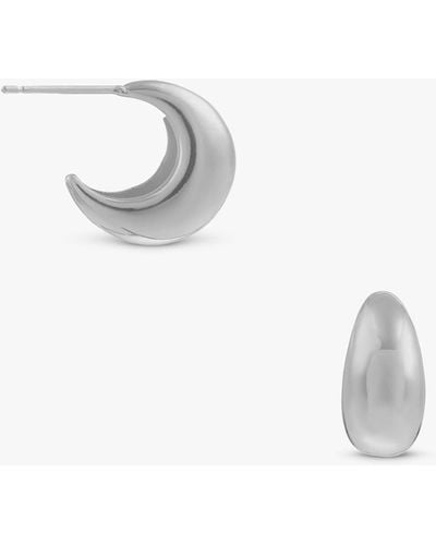 Orelia Tapered Domed Hoop Earrings - White
