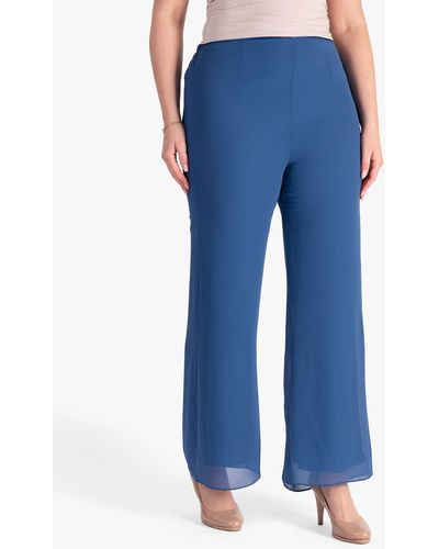 Chesca Jersey Lined Chiffon Trousers - Blue