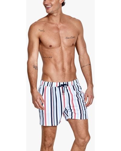 Panos Emporio Classic Beach Stripe Swim Shorts - Blue