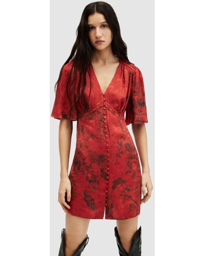 AllSaints Tian Sanibel Jacquard Mini Dress, - Red