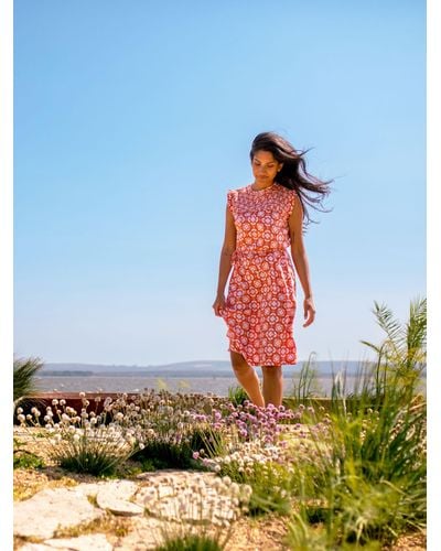 Brakeburn Moroccan Tile Knee Length Dress - Pink