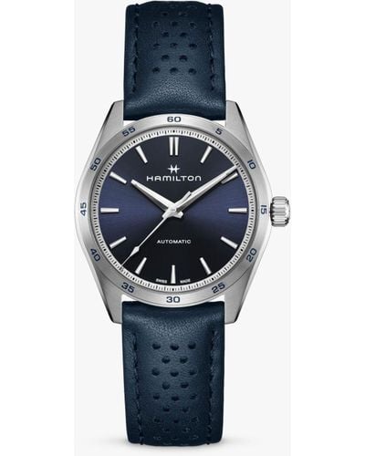 Hamilton H36215640 Jazzmaster Performer Automatic Leather Strap Watch - Blue
