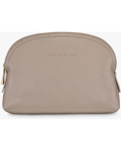 Longchamp Le Foulonné Leather Pouch - Grey