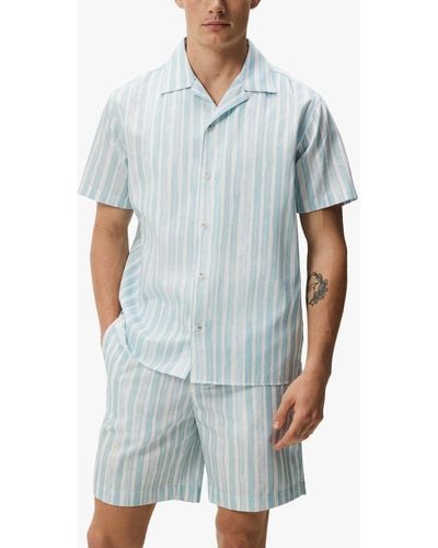 J.Lindeberg Elio Painted Stripe Regular Shirt - Blue