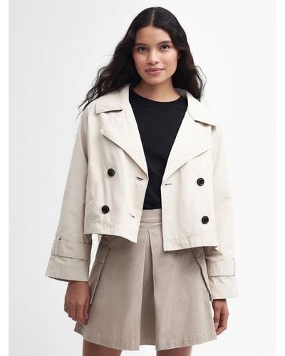 Barbour International Hadfield Cropped Trench Coat - Natural