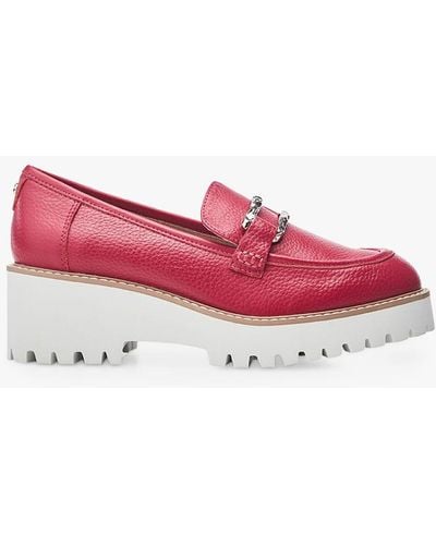 Moda In Pelle Faythe Block Heel Leather Loafers - Pink