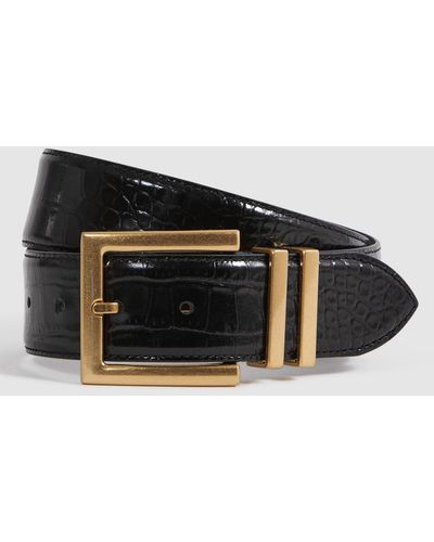 Reiss Brompton Textured Leather Belt - Black