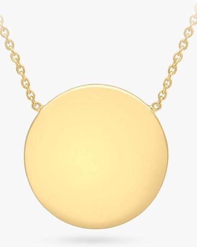 Ib&b Personalised 9ct Gold Disc Pendant Necklace - Metallic
