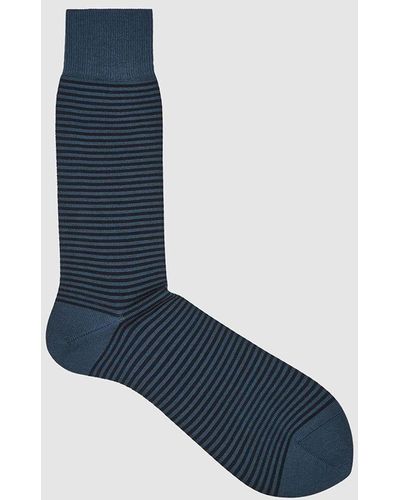 Reiss Mario Striped Cotton-blend Socks - Blue