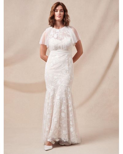Phase Eight Delilah Mesh Embroidered Maxi Wedding Dress - Natural