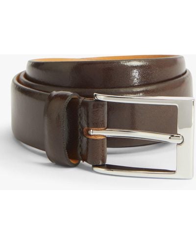 John Lewis Made In England 30mm Formal Leather Belt - Brown