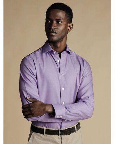 Charles Tyrwhitt Non-iron Mayfair Textured Dobby Weave Shirt - Purple