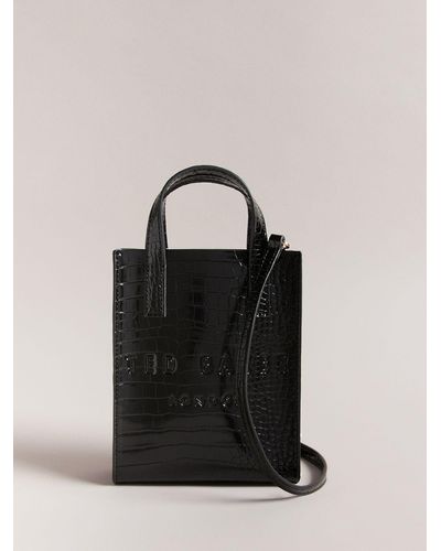 Ted Baker Gatocon Mini Croc Icon Shopper Bag - Black