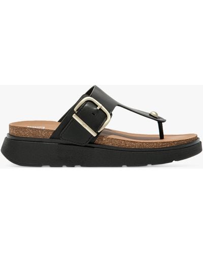 Fitflop Leather T-bar Sandals - Black
