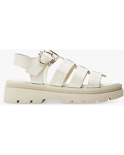 Moda In Pelle Obsidian Leather Flatform Cage Sandals - White