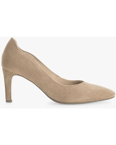 Gabor Degree Suede Court Shoes - Natural