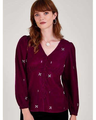Berry Red Top - V-Neck Top - Long Sleeve Blouse - Women's Tops - Lulus