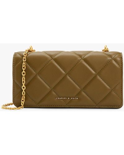 Charles & Keith Paffuto Quilted Chain Strap Wallet Bag - Green