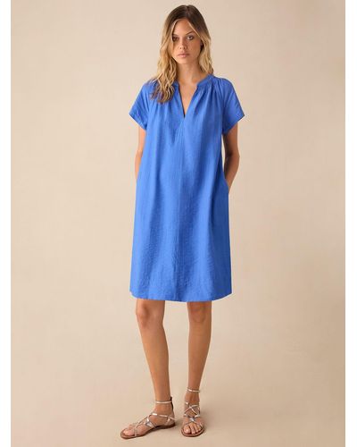 Ro&zo Gathered V-neck Mini Dress - Blue
