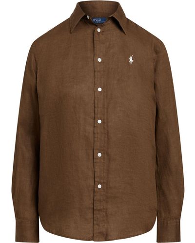Ralph Lauren Polo Linen Relaxed Fit Shirt - Brown