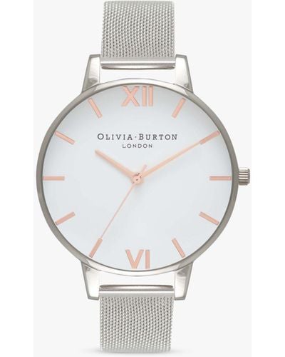 Olivia Burton Ob16bd97 White Dial Mesh Bracelet Strap Watch