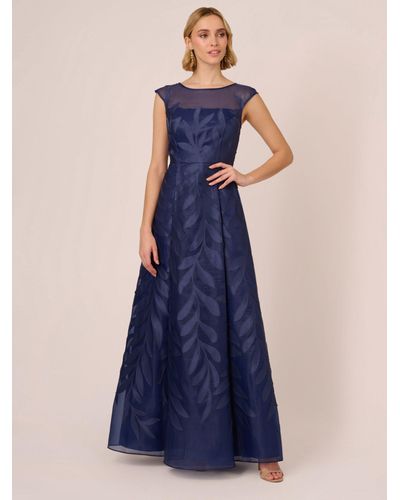 Adrianna Papell Applique Organza Maxi Dress - Blue