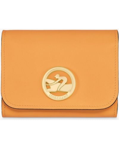 Longchamp Box-trot Compact Leather Wallet - Orange