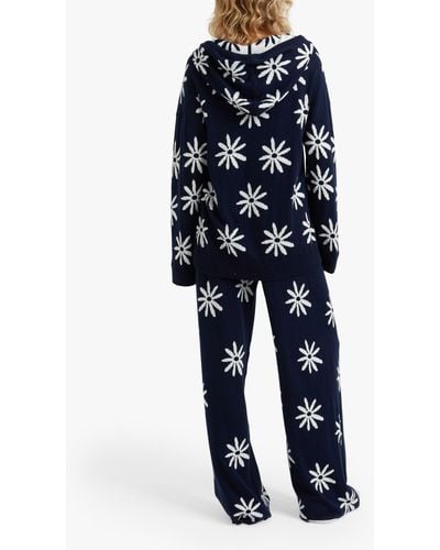 Chinti & Parker Ditsy Daisy Cashmere Blend Joggers - Blue