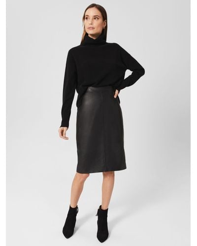 Hobbs Tanya Pencil Leather Skirt - Black