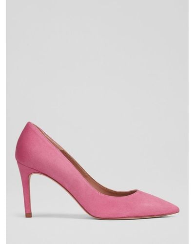LK Bennett Floret High Heel Suede Court Shoes - Pink