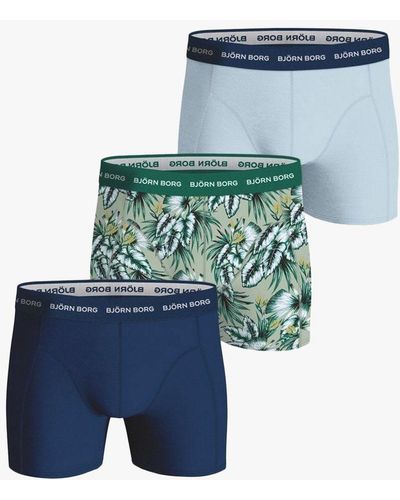 Björn Borg Cotton Stretch Leaf Print Boxers - Blue