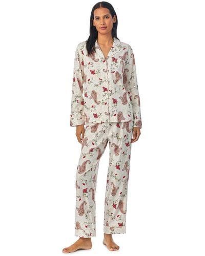 Ralph Lauren Lauren Paisley Floral Print Sateen Pyjama Set - White